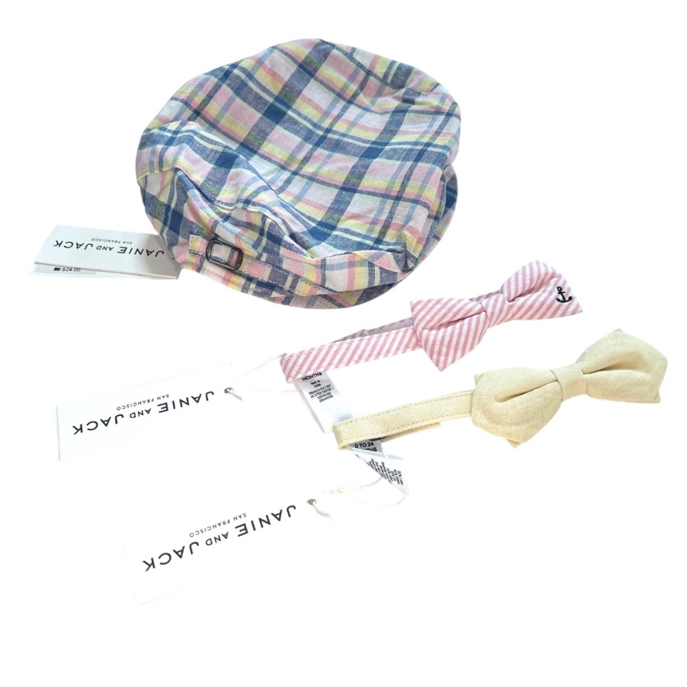 Janie and Jack boys Spring Easter hat & tie bundle 12 to 24 months newsboy NWT